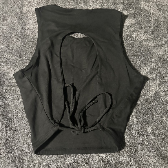 COPY - Rue21 Black Open Back Crop Top - Picture 3 of 4